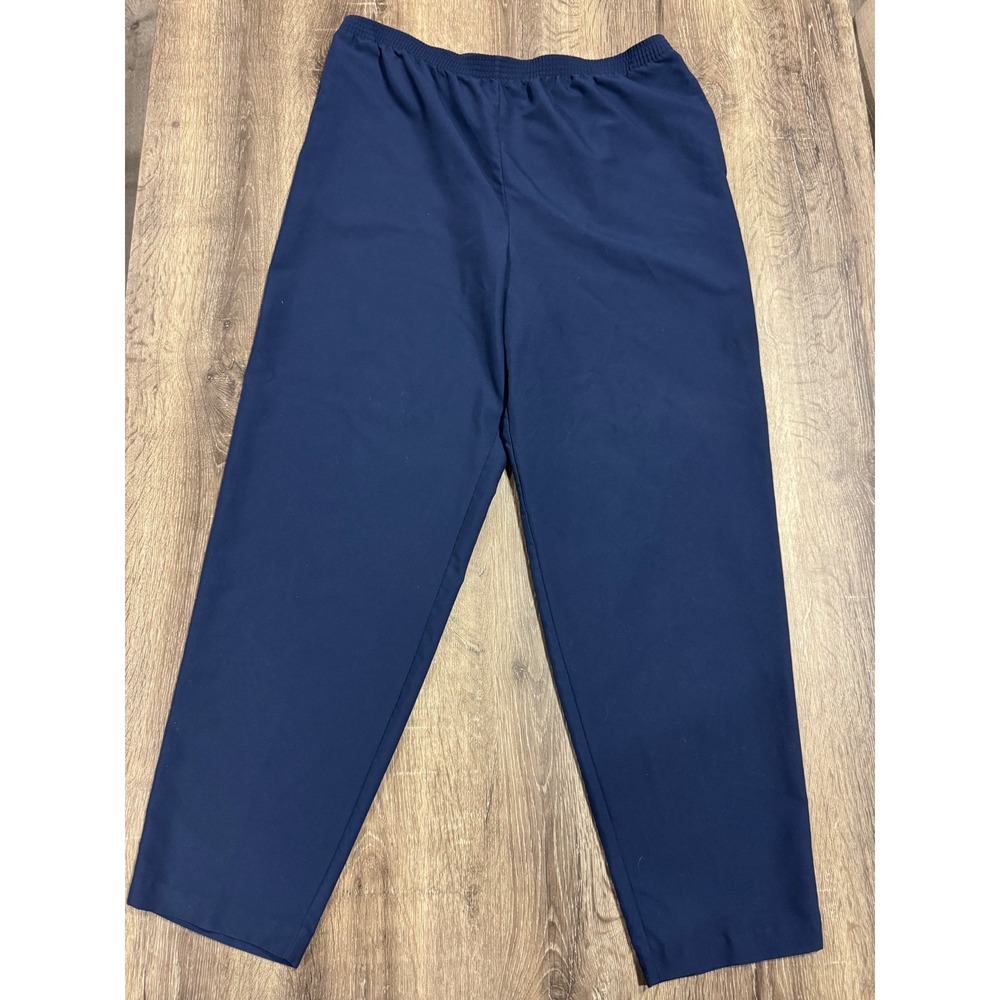 Teddi Womens Navy Blue Elastic Waist Pull On Straight Leg Pants Size Large 93771
